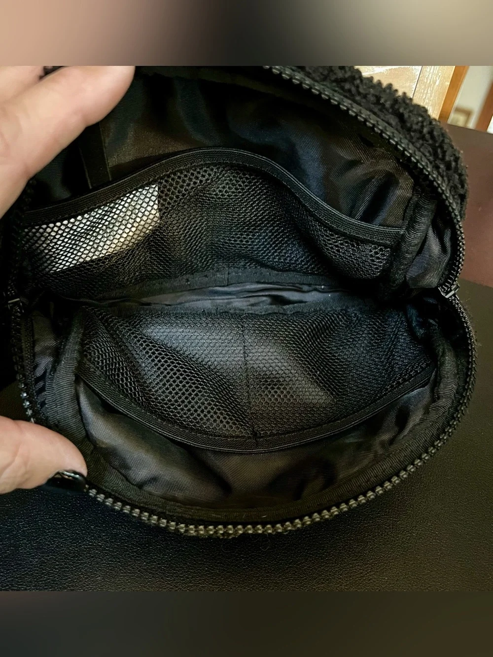 LOLE Black Sherpa Fleece Belt & Crossbody Bag